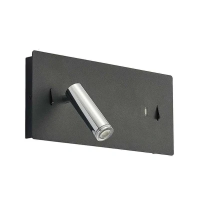 Image of Lucande LED wall lamp Kimo, 32 cm, black, aluminium, USB
