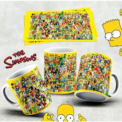 Image of Mugtime (TM) Simpsons Kawaii Yellow Background Ceramic Coffee Tea Mug Cup 11oz 330ml
