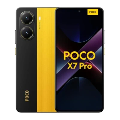 Image of Xiaomi POCO X7 Pro smartphone, 12+512GB, yellow, 50MP main camera with OIS, 6000mAh (typ) battery 90W HyperCharge, IP68, AI features (no charger included), 2 year Warranty