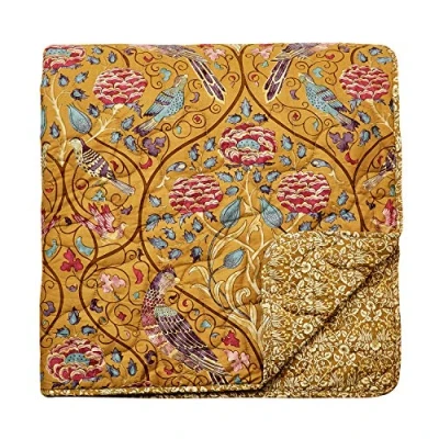 Image of Morris &amp; Co Seasons by May Quilted Throw 265 x 260cm Saffron
