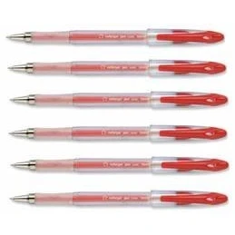 Image of 24 x 5 Star Red Roller Gel Pen Clear Barrel 1.0mm Tip 0.5mm Line