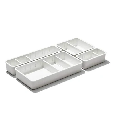 Image of OXO Good Grips Adjustable Bathroom Drawer Bin with Removable Dividers 4 Piece Complete Set