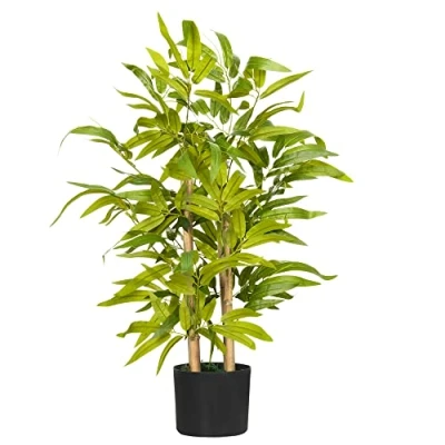 Image of HOMCOM Decorative Artificial Plants Bamboo Tree in Pot, Desk Fake for Home Indoor Outdoor Decor, 60cm