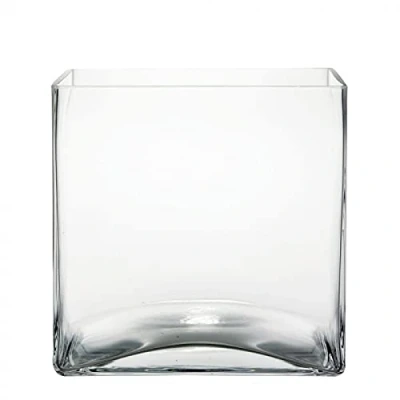 Image of Floralcraft® 18cm Glass Cube Vase Flowers Decorative Centerpiece for Floral Arrangements, Home Decor Wedding Party, Planter Terrarium Candle Holder