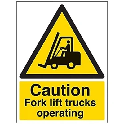 Image of V Safety Caution Fork Lift Trucks Operating Warning Sign 300mm x 400mm 1mm Rigid Plastic