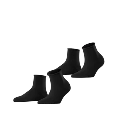 Image of ESPRIT Women&#039;s Basic Pure 2 Pack W SSO Cotton Plain Pairs Socks, Black (Black 3000), 5.5 8