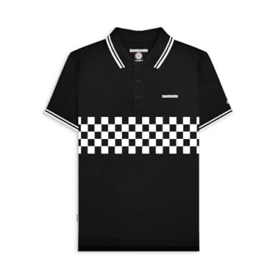 Image of Lambretta Mens Two Toned Tipped Checked Polo Shirt L Black