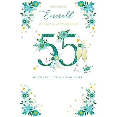 Image of Emerald 55th Anniversary Card Champagne Foil Finish Lovely Verse