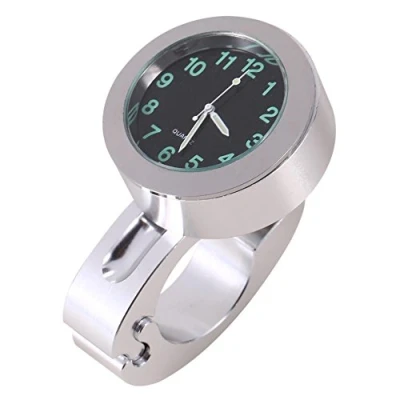 Image of Keenso Motorcycle Handlebar Clock, 7/8&quot; Universal Chrome Clock Waterproof Motorbike Watch for Most Cruiser Chopper Custom