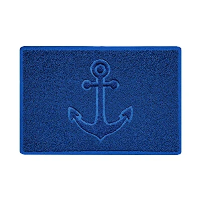 Image of Nicoman Anchor Embossed Shape Door Mat Dirt Trapper Jet Washable Doormat (Use Indoor or Sheltered Outdoor) (60x40cm/23.6x15.7inches, Small) Blue