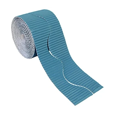 Image of Bright Ideas Corrugated Border Roll for School Displays, Teal, 10cm x 7.5m. BI7894.