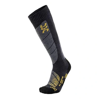 Image of UYN S100041 SKI ALL MOUNTAIN Socks Men&#039;s Anthracite Melange/Yellow 39/41