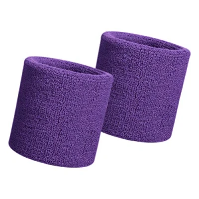 Image of HANERDUN Sports Wristbands Sweat Wrist Sweatbands For Men And Women Terry Cloth bands Gym Running Basketball Tennis Working Out 2PCS (PURPLE)/