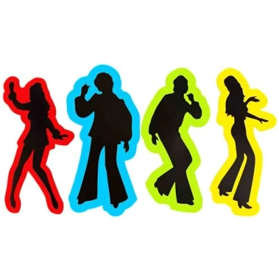 Image of Disco Dancer Silhouette Cake Topper Edible Icing 4&quot;H x 4