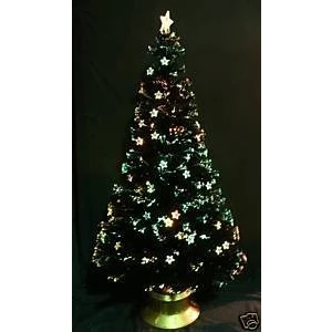 Image of Christmas Concepts® 84 Inch (2.1M) Black Fibre Optic Tree with Stars &amp; Gold Base