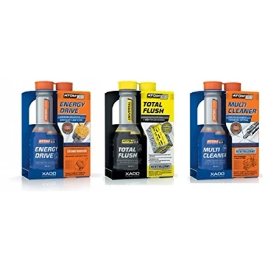 Image of XADO Atomex Set Engine Flush + Injectors Cleaning Cetan Booster Additive for Diesel Vehicles 3 Pieces