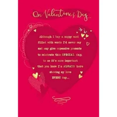 Image of Piccadilly Greetings Sentimental Valentines Day Card, Verse 9 x 6 inches