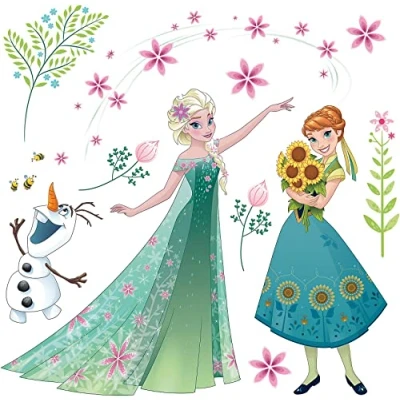 Image of Komar 16407 Disney Frozen Flower Reusable Self Adhesive Window Sticker Multi Colour (Pack of 19)