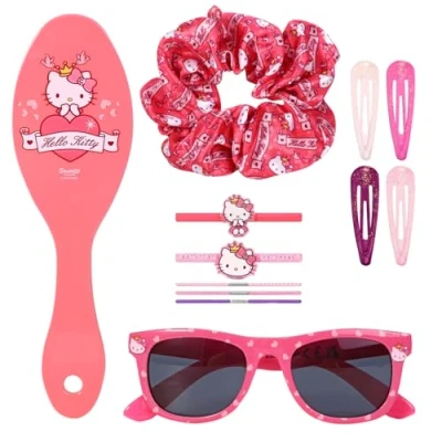 Image of Hello Kitty 12pc Girls Kids Sunglasses Hair Accessories Comb Clips Bands Beauty Set with Carry Case