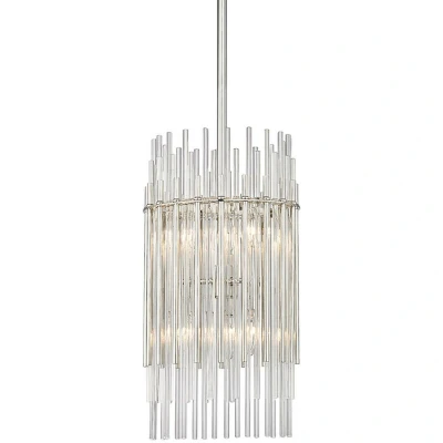 Image of Wallis 6 Light Pendant Polished Nickel, Glass