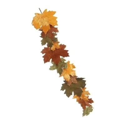 Image of Heaven Sends Velvet Mixed Leaf Autumnal Garland Halloween Decoration