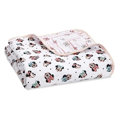 Image of aden + anais Dream Blanket, Boutique Muslin Baby Blankets for Girls &amp; Boys, Ideal Lightweight Newborn Nursery Crib Unisex Toddler Infant Bedding, Shower Gifts, Minnie Mouse Rainbows