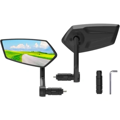 Image of RBRL Bike Mirror Rotatable HD Safety Convex Bar End Mirror, Scratch Resistant Wide Angle Bicycle Shatterproof Side Mirrors, Mirrors for Electric Bikes Universal (Pair)