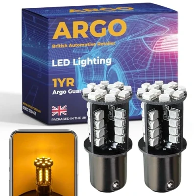 Image of 581 Py21w Indicator Bulbs 44 Led Amber Smd 1156 Bau15s Bulb Car Van Upgrade Bright Xenon Front Rear Hazard Light Orange 12v