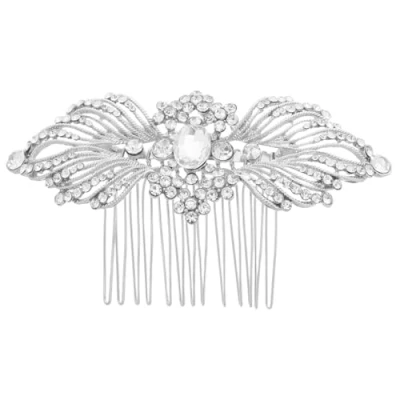 Image of Bridal Headpiece Hair Accessories Crystal Charms Rhinestone Comb and Bride White