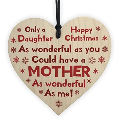 Image of RED OCEAN Funny For Daughter From Mum Wood Heart Joke Gift Her Keepsake