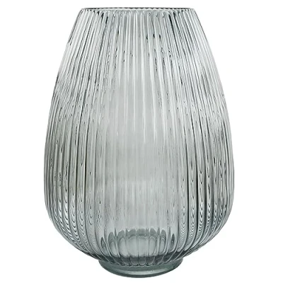 Image of Designer Glass Vases, 30cm Smoke Ridged