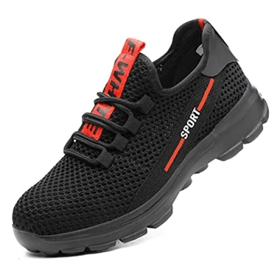 Image of fayengan Safety Shoes Work Men Women Lightweight Trainers With Steel Toe Caps (Color : Black, Size 3 UK)
