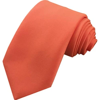 Image of Great British Tie Club Men&#039;s Plain Matt Standard Length Business Formal Neck Ties (Orange)