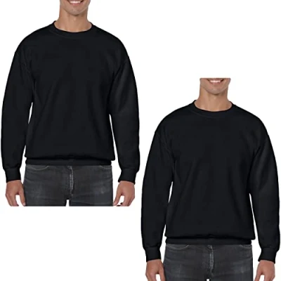 Image of True Face Mens Sweatshirts Plain Workwear Pack Of 2 Casual Crew Neck Jumper Fleece Sweater Sports Leisure Pullover Top Black M