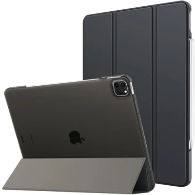 Image of MoKo for iPad Air 13 Inch Case 2024/ Pro 12.9 (6th/5th Gen 2022/2021), Slim Smart Shell Translucent Frosted Hard PC Back Cover, Support Touch ID &amp; Pencil Pro/2nd/USB C, Space Gray