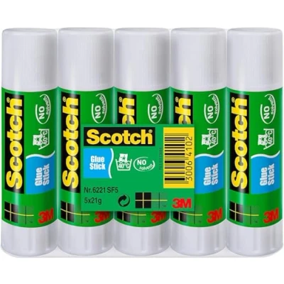 Image of Scotch Permanent Glue Stick Solvent free, 1 Pack of 5 Sticks, 21g per Water based Strong Hold Adhesive for Arts &amp; Crafts