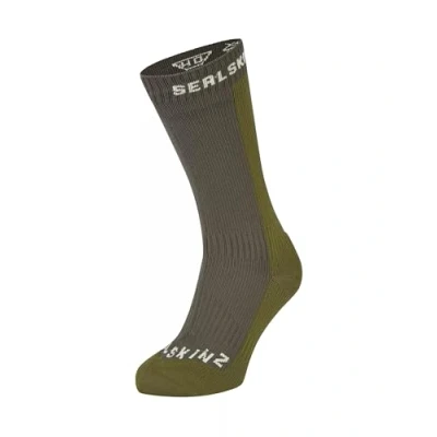 Image of SEALSKINZ Unisex Starston Waterproof Cold Weather Mid Length Sock, Olive, L EU