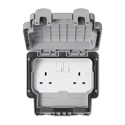 Image of MK Masterseal Plus K56482RY 13 amp 2 Gang Switched Socket, Grey