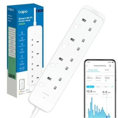 Image of Tapo Smart Plug Power Strip, Energy Monitoring &amp; MATTER Compatible Alexa Strip Extension Lead, Zero Crossing Detection,works with Apple Home and Google Home, Schedule Timer (Tapo P304M)