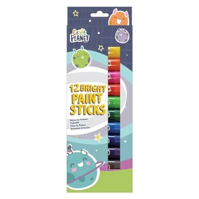 Image of Craft Planet Paint Pens 12 Kids Washable Sticks In Assorted Bright Colours Perfect Option For Kids, Toddlers, Baby, Finger Painting, Poster Art, Handprints, Crafts &amp; Window Art