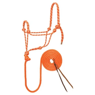 Image of Weaver Leather Diamond Braid Rope Halter and Lead, Orange/Mint