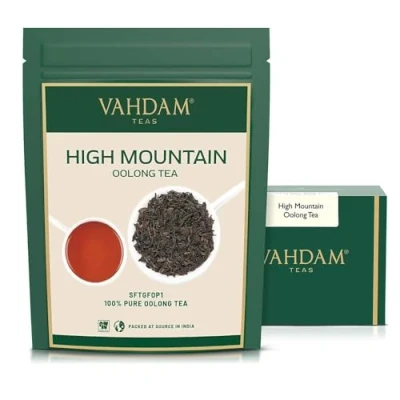 Image of VAHDAM, High Mountain Oolong Tea Leaves from Himalayas 100g (50 Cups) Strong &amp; Robust Elevation Grown Vacuum Sealed Brew Hot, Iced, Kombucha Loose Leaf