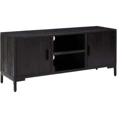 Image of vidaXL TV Cabinet Black 110x35x48 cm Solid Pinewood
