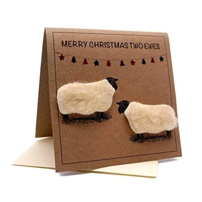 Image of Sheep (Merry Christmas Two EWES) Greeting Card (Blank Inside)