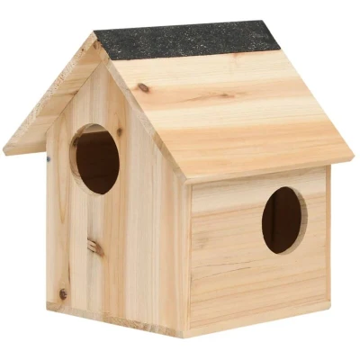 Image of vidaXL Solid Firwood Squirrel House Robust Outdoor Nest Easy Access with Three Entrances Insulated Shelter