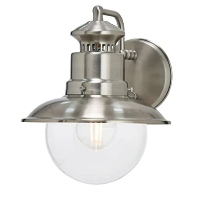 Image of Outdoor Wall Light &#039;Gwendolyn&#039; (Modern) in Silver Made of Stainless Steel (1 Source, E27) from Lindby lamp for Exterior/Interior Walls, House, Terrace und Balcony