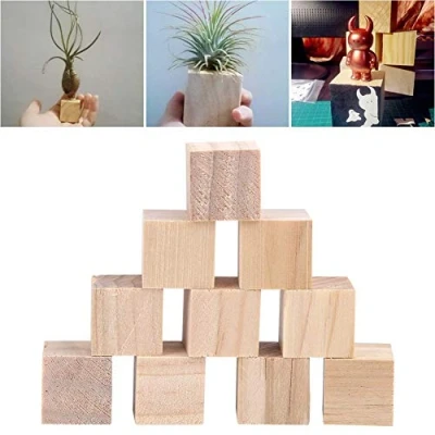 Image of Wood Cubes Craft, Natural Square Handmade Woodcrafts Wooden Blocks for DIY Crafts Kids Toy Home Decoration(20mm)