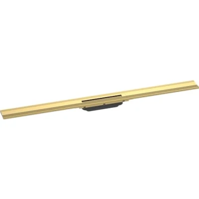 Image of hansgrohe 56053990 RainDrain Flex Complete Set Shower Drain 1000 Can be Shortened for Wall Mounting Optic Channel, Polished Gold Look, 100 cm