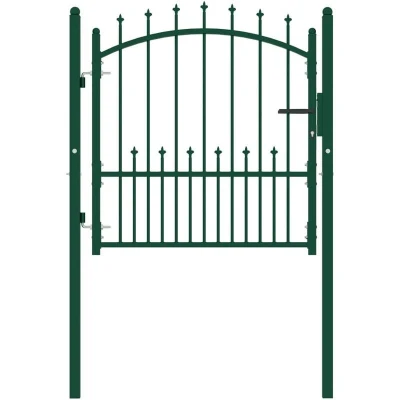 Image of vidaXL Fence Gate with Spikes Steel 100x100 cm Green