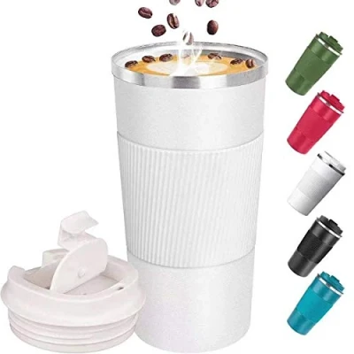 Image of Coffee Cup, Vacuum Reusable Leakproof Double Wall Insulation Stainless Steel Eco Friendly Travel Office Mug for Hot Tea and Cold Drinks, 17oz/500ml, White